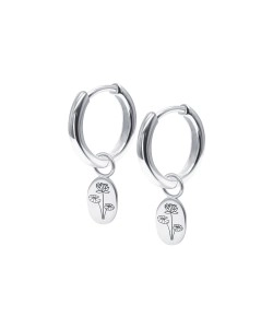 Water Lily Birth Flower Silver Huggie Earring Charms HO-2713
